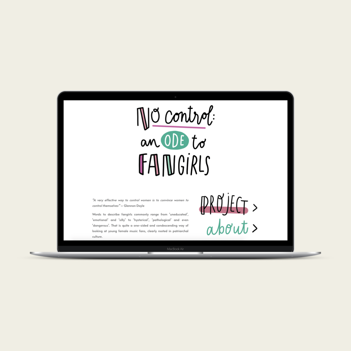 Webdesign for Ode to Fangirls 
